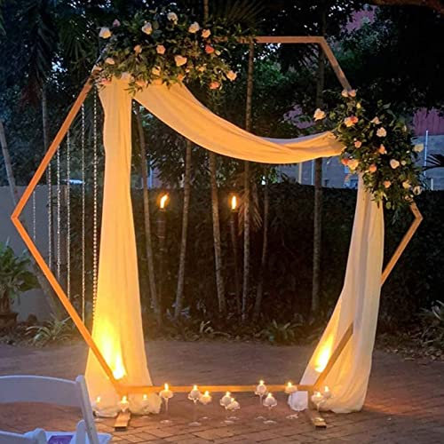 Sechseckiger Gartenbogen für Hochzeiten mit Sockel, Hochzeitsständer, Blumenständer, Metall-Gartenbogen für drinnen und draußen, Geburtstagsfeier, Gartendekoration, Partyzubehör, Weiß, 2,0 m