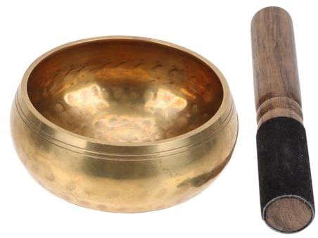 BESTonZON Meditationsklangschale Leicht und Tragbar mit Holzstab aus Kupfer Tibetische Klangschale für Sauna und Meditationsraum für Yoga und Achtsamkeit