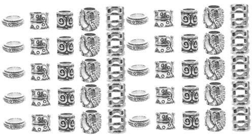 COHEALI 2 Sätze Haarperlen Haarschmuck Haircharm Hair Jewelry for Braids Hair Jewellery Dreadlocks-perlen Dreadlock-zubehör Haarzöpfe, Perlen Haarringe Für Zöpfe Metall 50 Stück * 2