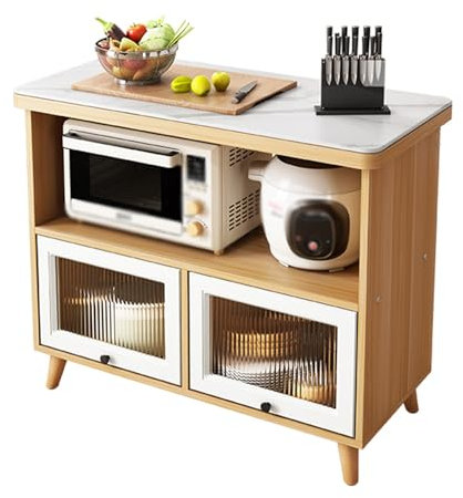 Moderner Küchenschrank mit Steinplatte und Glastüren, 120 x 40 x 80 cm