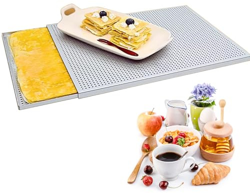 JODAIS Plaques de Pâte Feuilletée pour la Cuisson, Plaque de Cuisson à Pâte Feuilletée 39,5x29,5 cm, Moules à Pâtisserie Rectangulaires Mille Feuilles, Plat de Cuisson Perforé, Plat de Four, Plateau