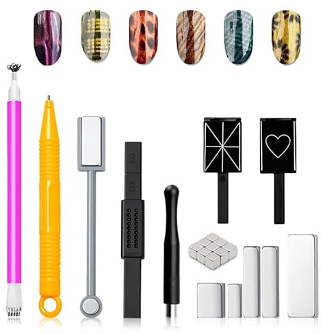 WishesMar 10 Stück Nail Art Werkzeug Magnetstift DIY Magic 3D Magnet Stick Set Verwendung mit Cat Eye Gel Pulver oder Nagellack - Magnetische Stift Katze Eye Pen für Ideal Katzenaugen Magische Effekt