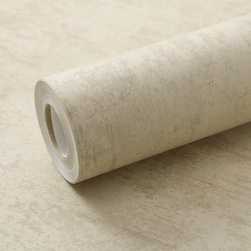 Pamatio Light Yellow Concrete Wallpaper, Cement Feature Wallpaper, Retro Industrial Style Crack Texture Wall Decoration for Living Room, Bedroom and Hallway Adult Home Decor