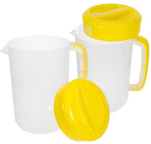 Gatuida Pichets avec Couvercle Sécurisé Jaune en Plastique Lot de 2 Légers Grosse Capacité pour Stockage Réfrigérateur et Camping