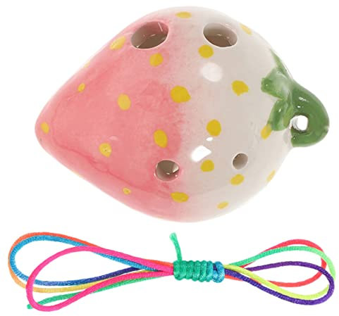 Hoement 6löcher Erdbeerförmige Keramik-okarina Blasinstrument Für Anfänger Junge Mädchen Tragbare Übungs-okarina Musikinstrument