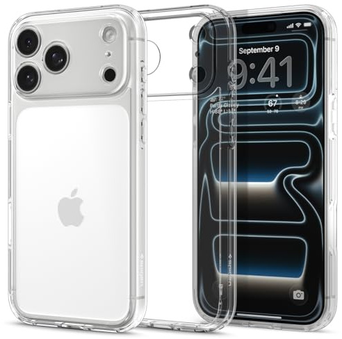 Spigen Ultra Hybrid Case for iPhone 17 Pro Max - Crystal Clear | Anti-Yellowing Crystal Clarity, Wireless Charge Ready, Patented Air Cushion, MIL-STD-810H Military-Grade Drop Protection