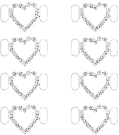 HOBBIESAY 8 ciondoli a forma di cuore con strass per scarpe, lacci per scarpe da ginnastica, con strass, decorazione per scarpe da donna, accessori per scarpe, larghezza 1,1 cm