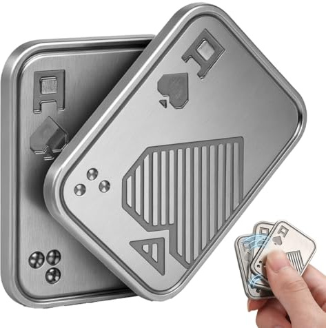 YUVKIN 1 pcs Fidget Toys Slider, Jouet Anti-Stress en Métal, Magnetique Fidget Slider pour Adultes, Gadget de Décompression pour Anxiété et Stress, Design Inspiré des Cartes à Jouer