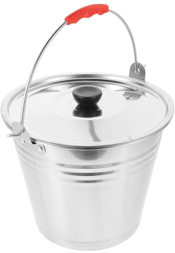 Gatuida Edelstahl Eimer Mit Deckel 8.86L Multifunktionaler Haushaltswassereimer Rostfrei Mit Stabiler Griff Für Milch Wasser EIS Und Weide Ideal Für Zuhause Und Hotel