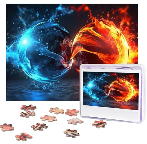 500 Pieces Jigsaw Puzzles for Adults Personalized Wooden Puzzle Ice and Fire Balls Puzzles from Photos Picture Puzzle for Family Wedding Christmas Birthday Gifts