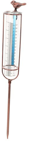 BAZEITFLOW Pluviomètre Jardin Verre avec Tube Gradué Mesure Précise de Pluie Résistant Fer et Verre Stable pour Extérieur Pelouse et Potager