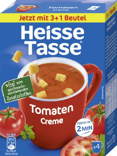Heiße Tasse Tomaten Creme Vorteilspack Suppe, 16er Set | 64 Suppenportionen, cremiger Tomatengeschmack, schnelle Zubereitung, ideal für Zuhause oder Büro
