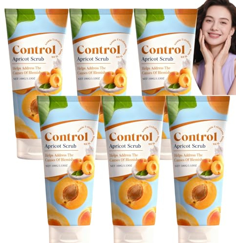 Scrub all'albicocca, scrub esfoliante per il viso da donna, scrub delicato con estratto di albicocca, pulizia profonda, elimina la pelle morta, schiarisce la pelle opaca, liscia la pelle (6 pezzi)