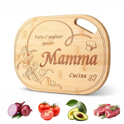 Tagliere da Cucina,Un Regalo per la Mamma,Tagliere in Bambù Inciso | Tagliere in Bambù con Incisione, Regalo di Compleanno per la Mamma, Regalo per la Cucina Della Mamma