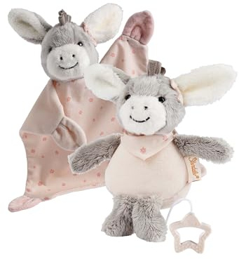 Sterntaler Multipack Spielwaren Esel Emmi Girl Set, Spieluhr S und Schmusetuch M, weiches Baby Geschenkset zum Kuscheln und Einschlafen, zartrosa, 30×24×8 cm