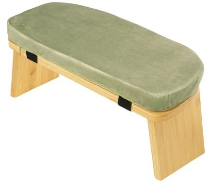 ZYIHNIRB Meditationsbank/Kniehocker, Klappbar, Holz, mit Abnehmbarem Kissen, Ergonomischer Gebets Und Meditationshocker, GrÜn