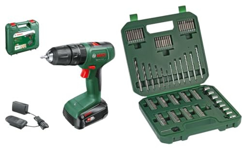 Bundle of Bosch Akku Schlagbohrschrauber EasyImpact 18V-38 (1x Akku 2,5 Ah, 18 Volt System; im Koffer), Battery Powered, Cordless, Green + Bosch Starter-Set, 136-tlg. - Amazon Edition