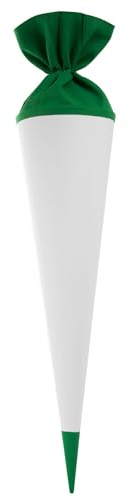 goldbuch 97842 Bastelschultüte, Rohling zum Selbstgestalten mit Filzverschluss und Filzspitze, Schultüte 70cm, Zuckertüte zur Einschulung, für Einschüler, Schulkinder & Berufsanfänger Weiß / Grün