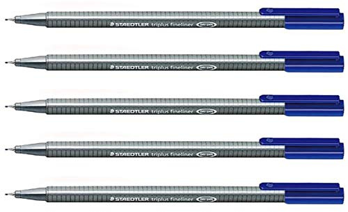 Staedtler Triplus Fineliner Pens blue color 5 Pcs./Pack