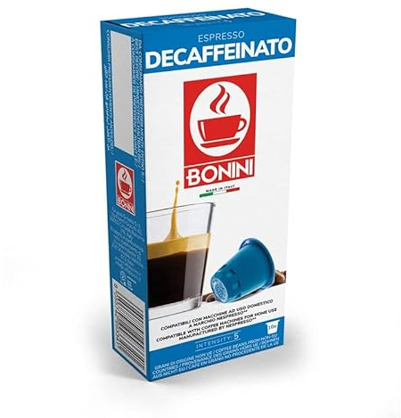 Bonini Coffee Pods, Nespresso Compatible DECAF Coffee Pods, 10 Packs Decaffeinated Capsules/Pods. Each Pack 10 Pods Total 100 Pods. 100% Italian coffee