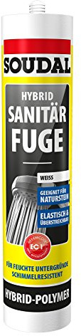 Soudal Hybrid Sanitär Fuge, dauerelastischer Kleb-/Dichtstoff auf Basis von Hybrid - Polymer, 300ml Kartusche, Farbe: Beige