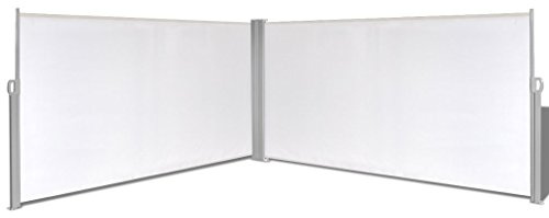 utdragbar sidomärkning markis 160 x 600 cm stående markis med stativstöd synskydd solskydd krämfärgad för balkong terrass