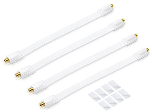 conecto 4X Premium Fensterdurchführung für SAT Kabel koaxial inkl. Klebepads (F-Kupplung auf F-Kupplung, vergoldet) weiß, 30 cm