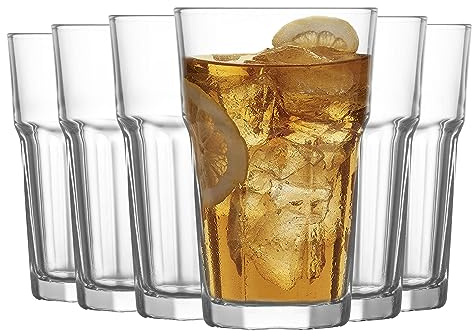 LAV 12x Clear 300ml Aras Highball Glasses - Tall Hi Ball Glass Water Gin Juice Cocktail Drinking Glassware Tumblers Set