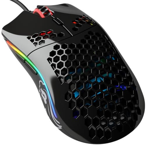 GLORIOUS Model O Wired Gaming Mouse (Glossy Black) | 67g Superlight Honeycomb Ambidextrous Design, Vibrant RGB, Pixart 3360 Sensor, Omron 20M Clicks, Pure PTFE Skates