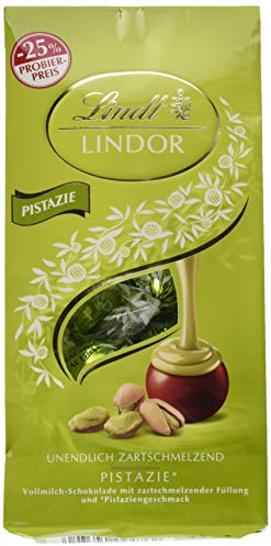 Lindt Lindor Beutel Pistazie, Promotion, Vollmilchschokolade mit zartschmelzender Füllung und Pistaziengeschmack, 6er Pack (6 x 137 g)