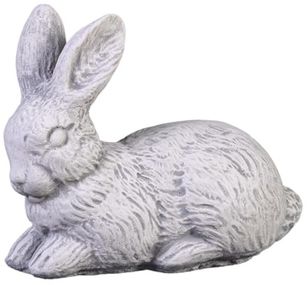 gartendekoparadies.de Liegender Hase, Steinfigur, H. 18 cm, 3 kg, Grau, frostsicher aus Steinguss für Außenbereich