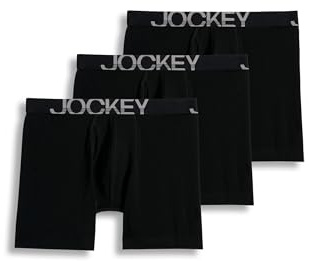Jockey Men's Underwear ActiveStretch 7 Long Leg Boxer Brief - 3 Pack, Black, XL