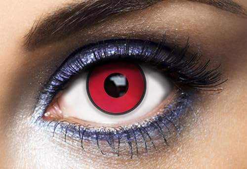 P'TIT CLOWN - 54516 - Lentilles de Contact Manson rouge (sans correction) - Journalières - Parfaites pour Compléter votre Déguisement pour Halloween, Carnaval et autres Fêtes Costumées - ∅ 14.2 mm