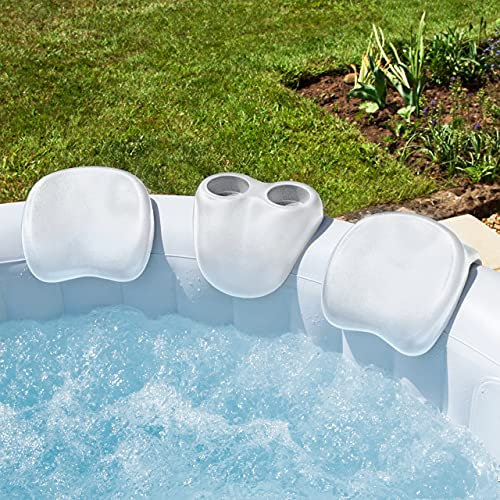 CosySpa Accesorios para SPA – Porta Botellas y Reposacabezas para Hidromasaje | Guardavasos y Cojines para Piscina Hinchable