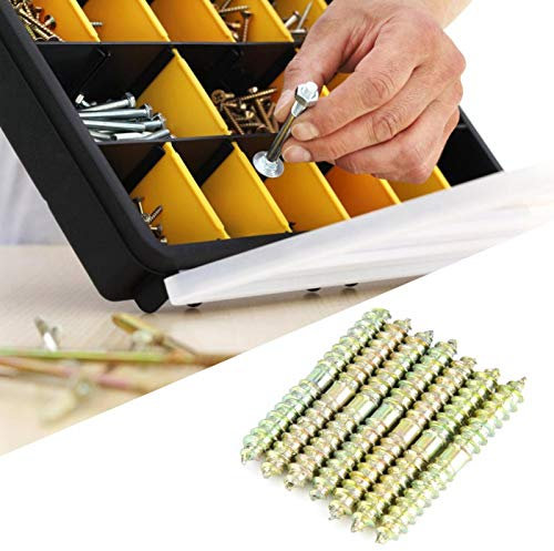 Tornillos de espiga, 20 piezas 5 × 40 mm Tornillo autorroscante de cola de punto de doble cabeza, Tornillo de espiga Conector de muebles de carpintería Tornillo de doble punta