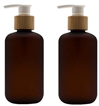 2 confezioni da 250 ml con pompa vuota in plastica da 250 ml, dispenser per sapone e lozioni, con pompe in bambù