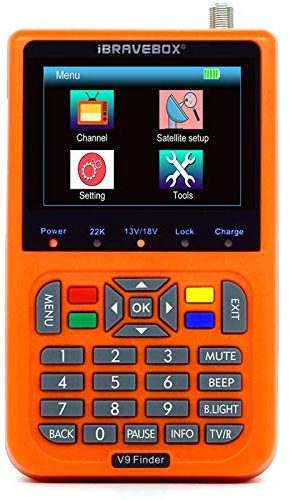 V9 Digital Satellite Signal Finder Meter Built in Li-ion Battery, 3.5 Inch LCD Display Full HD 16-bit OSD 64Mb 1Gb DDR3 Satellite Television (Orange)