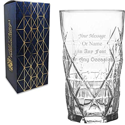 Personalised Engraved Deco Hiball Cocktail Tumbler with Gift Box, Customise with Your Message