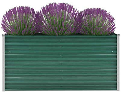 Montloxs Garten-Hochbeet, Kräuterbeet, für Hobbygärtner, Pflanzkasten, Frühbeet, Paletten, Verzinkter Stahl 160x40x77 cm Grün