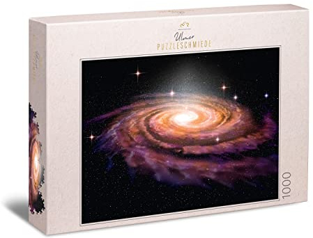 Ulmer Puzzleschmiede - Puzzle « Galaxie » – Puzzle 1000 pièces dans l'espace et l'univers – Spéculaire en Spirale comme Illustration 3D – Brume Andromeda, Astronomie, Galaxy, Deep Space