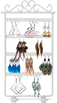 Ysmorla 1 Stück Schmuckständer, Ohrringhalter 46 Löcher Ohrringständer, 4 Tier Metall Ohrring Organizer, Schmuckhalter Ohrsteckerhalter Organizer Display für Ohrstecker, Ohrringen (Weiß), (Y048)