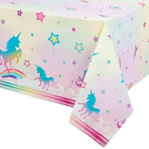 WERNNSAI Einhorn Tischdecken - Einhorn Party Zubehör 137 x 274cm Drucken Kunststoff Tischdecke für Mädchen Geburtstag Babydusche Einhorn Motto Party Dekorationen