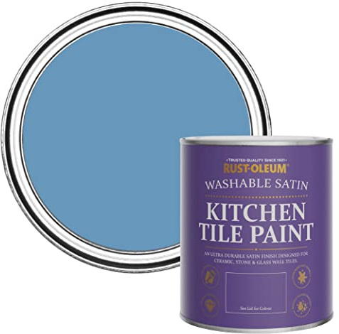 Rust-Oleum abwaschbare Küchenfliesenlack in blau mit Seidenglanz Finish - Kornblumenblau 750ML