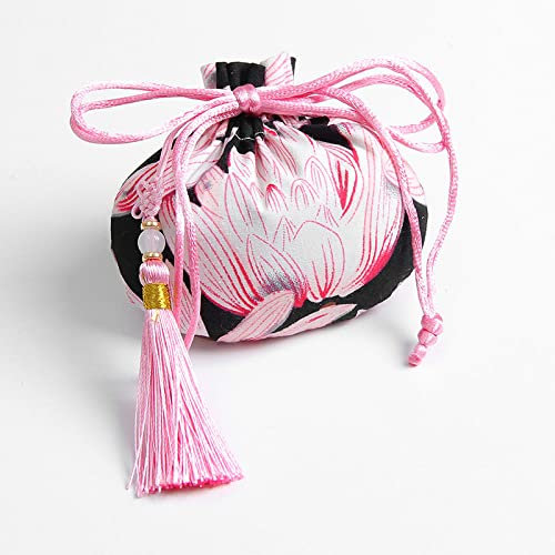 qbodp 4 Pcs Dragon Boat Festival Kleine Duftsäckchen Säckchen Anhänger Lotusmuster Beutel Kordelzug Geschenkbeutel Leer Duftbeutel Mit Quaste,Autorückspiegel Hängende Dekoration