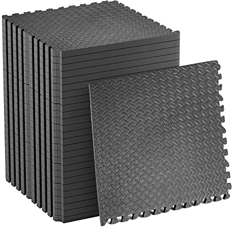 ZENO Gym Flooring Mat 4 Pack | Gym Mat | Gym Mats for Home | Interlocking Floor Mats | Black 60 x 60CM Foam Floor Tiles for Workout, Weights and Yoga | Flooring for Home Gym