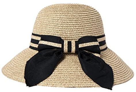 Comhats Damsolhatt, vikbar stråhatt för stranden, UV-skydd, sommarhatt, 93568_beige mix, L