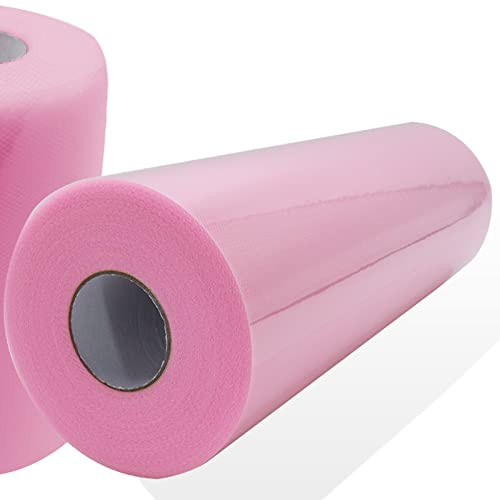 Leeyunbee Rotolo di Tulle 30 cm x 91 m, Bobina di Tulle, Rotolo di Stoffa di Tulle, Nastro Tulle per Decorazione Matrimonio Festa Natale Compleanno Tutù Fiocchi e Fai da Te (Rosa)