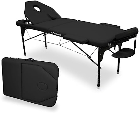 Wellcore hopfällbar aluminiumbår, 185 x 65 cm med hopfällbart ryggstöd (svart)