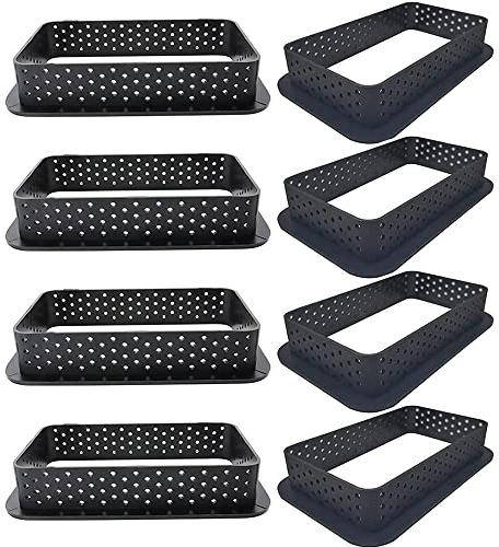 Qanye 8 Pièces Moule à GâTeau Mousse, Moule à Anneau de Tarte à la Mousse Moule, Moule à Gâteau Perforé, Outils pour Anneau de Dessert Cuisson Bricolage (Rectangulaire)