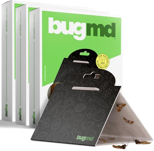 BugMD Pantry Moth Traps (18-Pack) – Pheromone-Based Sticky Glue Traps, Non-Toxic, Kills Indian Meal Moths – Kitchen & Food-Storage Safe - Black